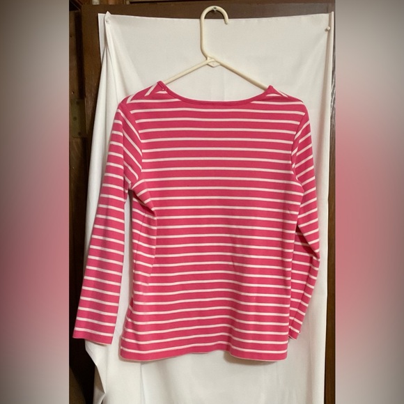 Quacker Factory: Pink and white striped top with a sequin embellished paw print - Picture 2 of 7